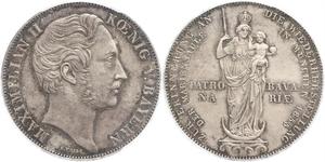 2 Gulden Reino de Baviera (1806 - 1918) Plata Maximiliano II de Baviera(1811 - 1864)