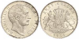 2 Gulden Reino de Baviera (1806 - 1918) Plata Maximiliano II de Baviera(1811 - 1864)