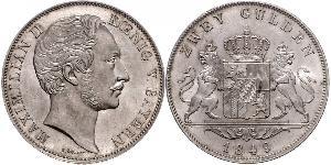 2 Gulden Reino de Baviera (1806 - 1918) Plata Maximiliano II de Baviera(1811 - 1864)