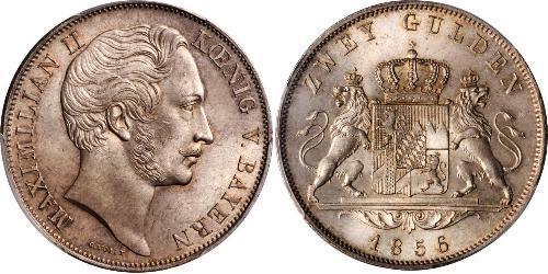 2 Gulden Reino de Baviera (1806 - 1918) Plata Maximiliano II de Baviera(1811 - 1864)