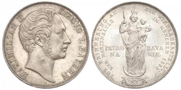 2 Gulden Reino de Baviera (1806 - 1918) Plata Maximiliano II de Baviera(1811 - 1864)