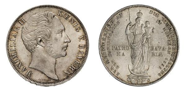 2 Gulden Reino de Baviera (1806 - 1918) Plata Maximiliano II de Baviera(1811 - 1864)
