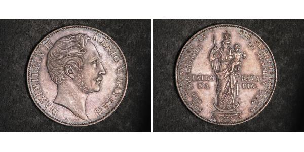 2 Gulden Reino de Baviera (1806 - 1918) Plata Maximiliano II de Baviera(1811 - 1864)