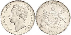 2 Gulden Reino de Wurtemberg (1806-1918) Plata Guillermo I de Wurtemberg