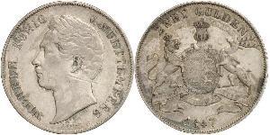 2 Gulden Reino de Wurtemberg (1806-1918) Plata Guillermo I de Wurtemberg