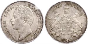 2 Gulden Reino de Wurtemberg (1806-1918) Plata Guillermo I de Wurtemberg