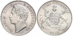 2 Gulden Reino de Wurtemberg (1806-1918) Plata Guillermo I de Wurtemberg