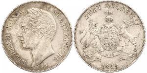 2 Gulden Reino de Wurtemberg (1806-1918) Plata Guillermo I de Wurtemberg