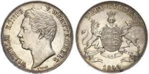 2 Gulden Reino de Wurtemberg (1806-1918) Plata Guillermo I de Wurtemberg