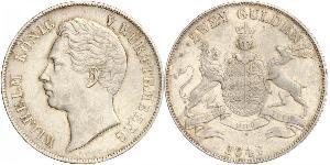 2 Gulden Reino de Wurtemberg (1806-1918) Plata Guillermo I de Wurtemberg