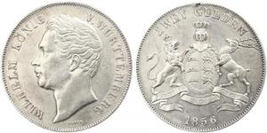 2 Gulden Reino de Wurtemberg (1806-1918) Plata Guillermo I de Wurtemberg