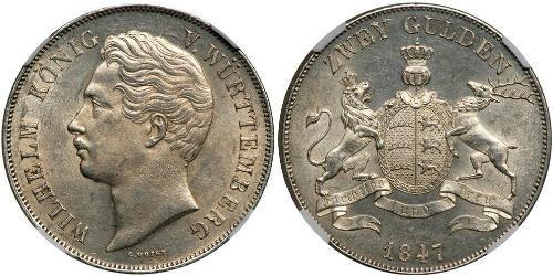 2 Gulden Reino de Wurtemberg (1806-1918) Plata Guillermo I de Wurtemberg