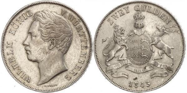 2 Gulden Reino de Wurtemberg (1806-1918) Plata Guillermo I de Wurtemberg
