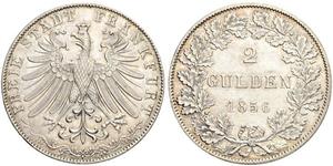 2 Gulden Freie Stadt Frankfurt Silber 