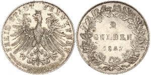 2 Gulden Freie Stadt Frankfurt Silber 