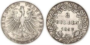 2 Gulden Freie Stadt Frankfurt Silber 