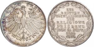 2 Gulden Freie Stadt Frankfurt Silber 