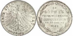 2 Gulden Freie Stadt Frankfurt Silber 