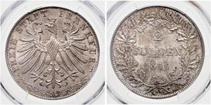 2 Gulden Freie Stadt Frankfurt Silber 