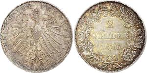 2 Gulden Freie Stadt Frankfurt Silber 