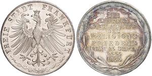 2 Gulden Freie Stadt Frankfurt Silber 