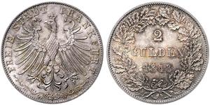 2 Gulden Freie Stadt Frankfurt Silber 