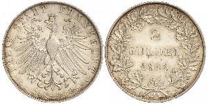 2 Gulden Freie Stadt Frankfurt Silber 