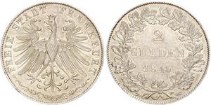 2 Gulden Freie Stadt Frankfurt Silber 