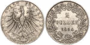 2 Gulden Freie Stadt Frankfurt Silber 