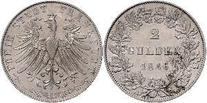 2 Gulden Freie Stadt Frankfurt Silber 