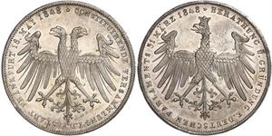 2 Gulden Freie Stadt Frankfurt Silber 