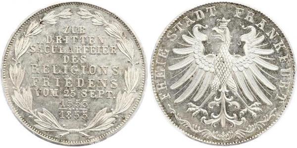 2 Gulden Freie Stadt Frankfurt Silber 
