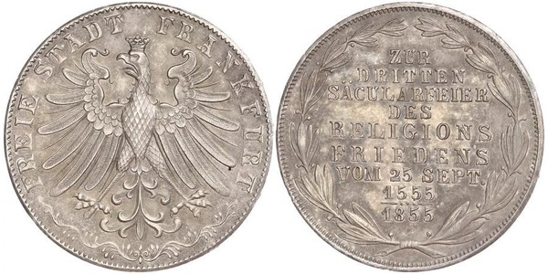 2 Gulden Freie Stadt Frankfurt Silber 