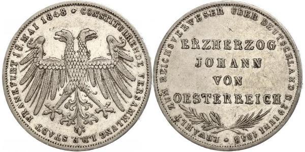 2 Gulden Freie Stadt Frankfurt Silber 