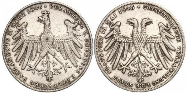 2 Gulden Freie Stadt Frankfurt Silber 