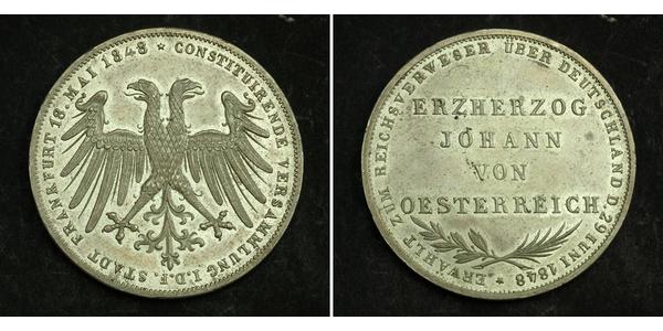 2 Gulden Freie Stadt Frankfurt Silber 