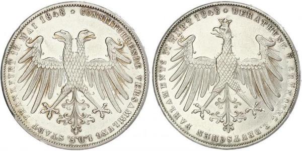 2 Gulden Freie Stadt Frankfurt Silber 