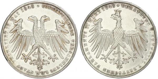 2 Gulden Freie Stadt Frankfurt Silber 