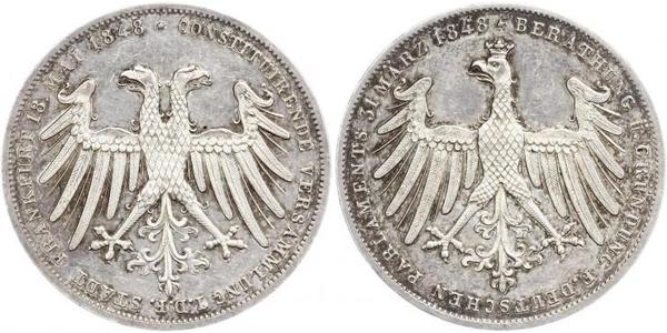 2 Gulden Freie Stadt Frankfurt Silber 