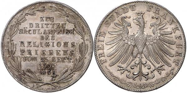 2 Gulden Freie Stadt Frankfurt Silber 