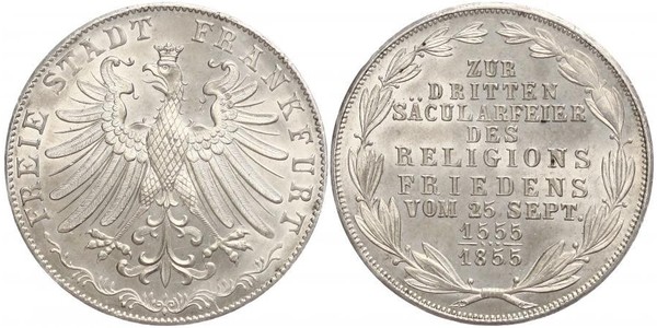 2 Gulden Freie Stadt Frankfurt Silber 