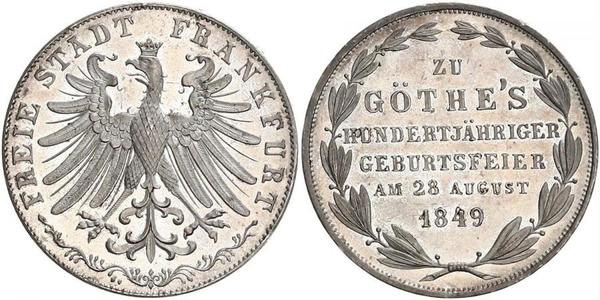 2 Gulden Freie Stadt Frankfurt Silber 