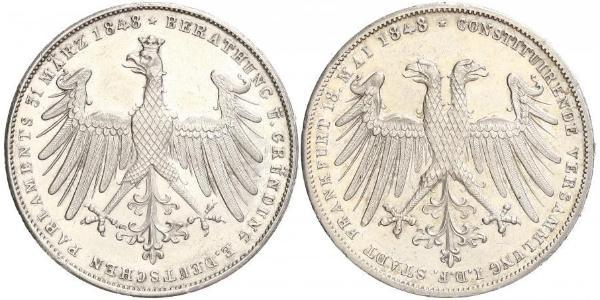 2 Gulden Freie Stadt Frankfurt Silber 