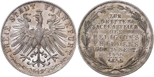 2 Gulden Freie Stadt Frankfurt Silber 