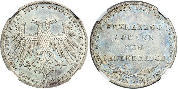 2 Gulden Freie Stadt Frankfurt Silber 