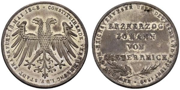 2 Gulden Freie Stadt Frankfurt Silber 