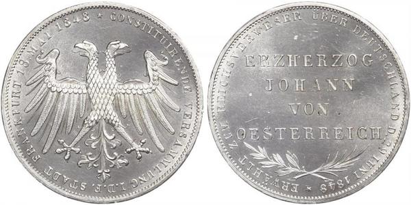 2 Gulden Freie Stadt Frankfurt Silber 