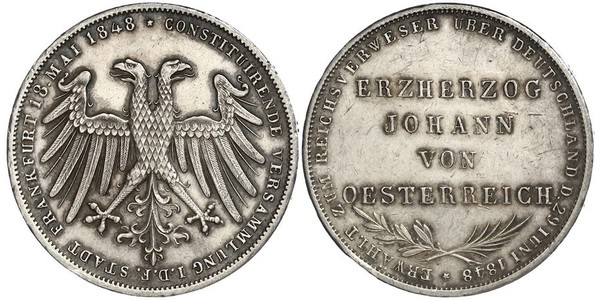 2 Gulden Freie Stadt Frankfurt Silber 