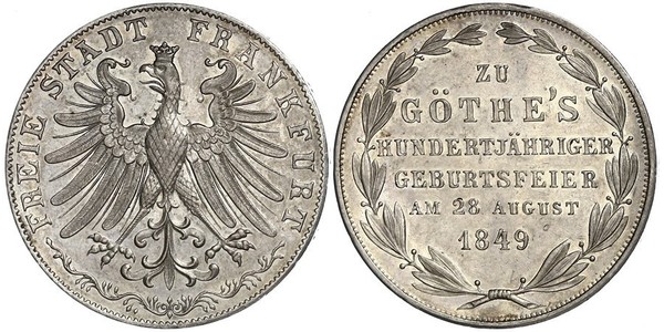 2 Gulden Freie Stadt Frankfurt Silber 