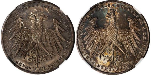 2 Gulden Freie Stadt Frankfurt Silber 